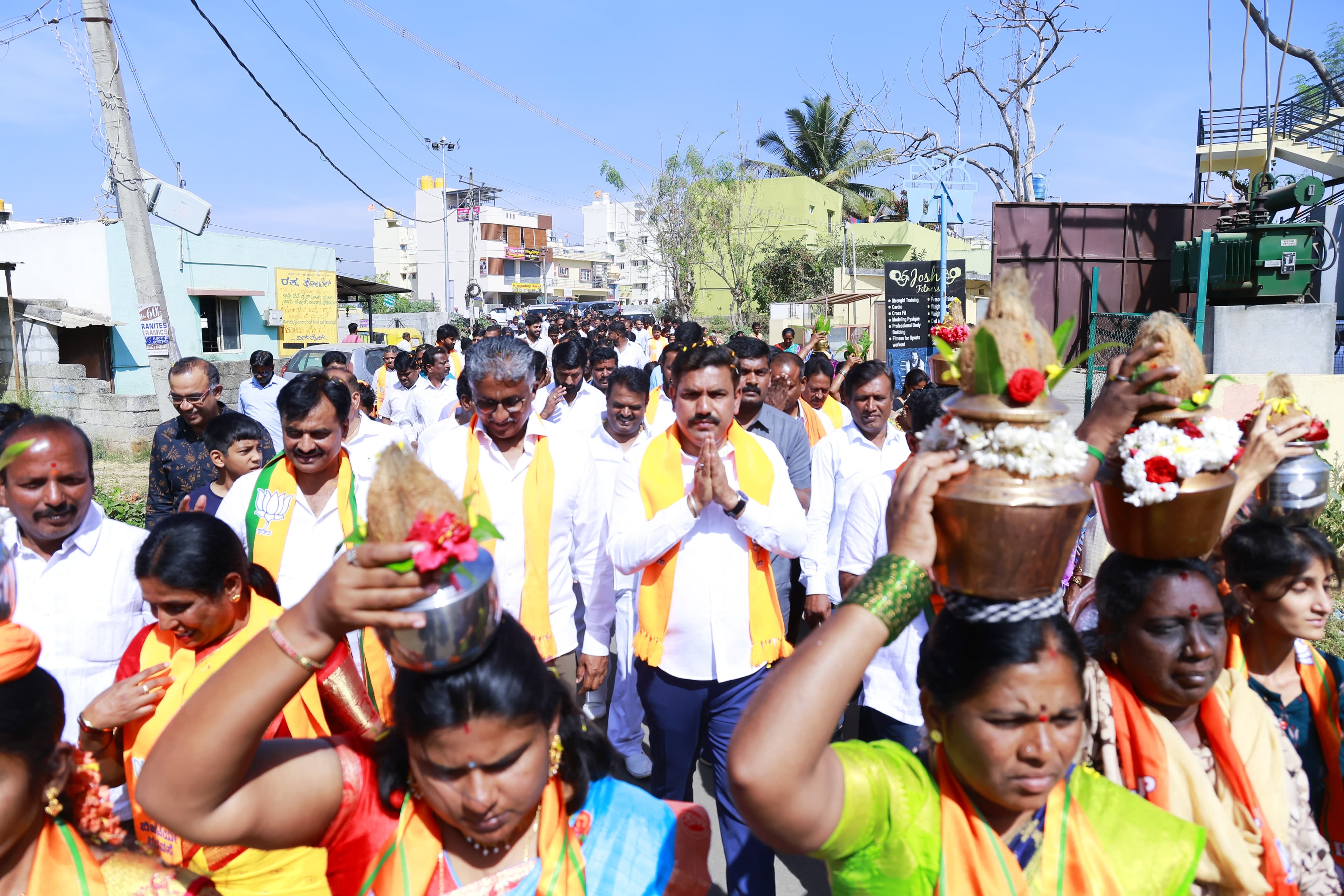 BJP State President and MLA B.Y. Vijayendra participated in the 'Grama Chalo' program at H. Gollahalli village